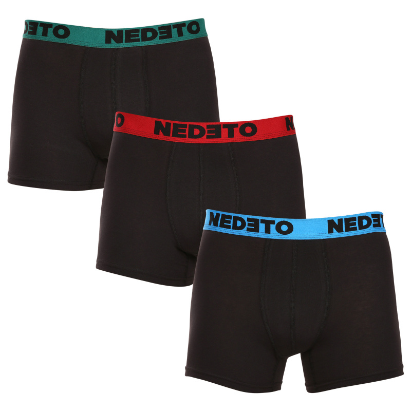 3PACK pánské boxerky Nedeto černé (3NB002) L, trenky / trenýrky