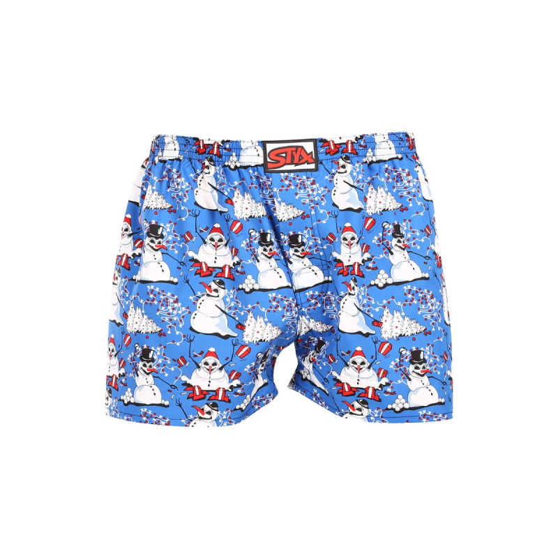Pánské trenky Styx art klasická guma Vánoce sněhuláci (A1751) XL, trenýrky