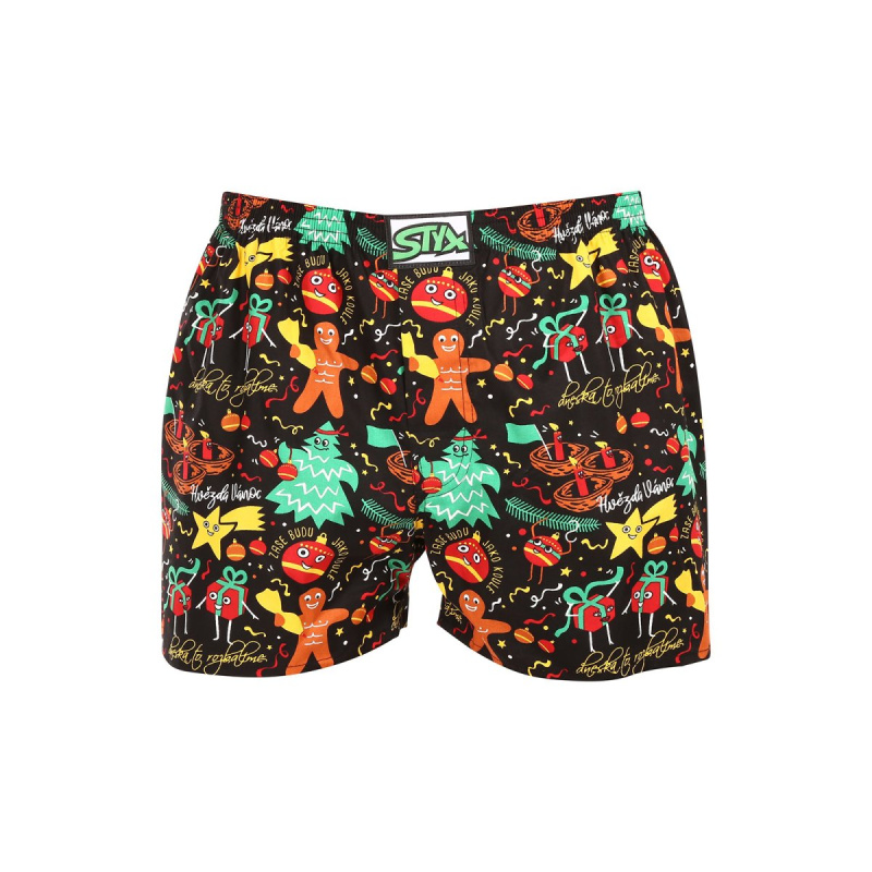 Pánské trenky Styx art klasická guma Vánoce ozdoby (A1754) XL, trenýrky