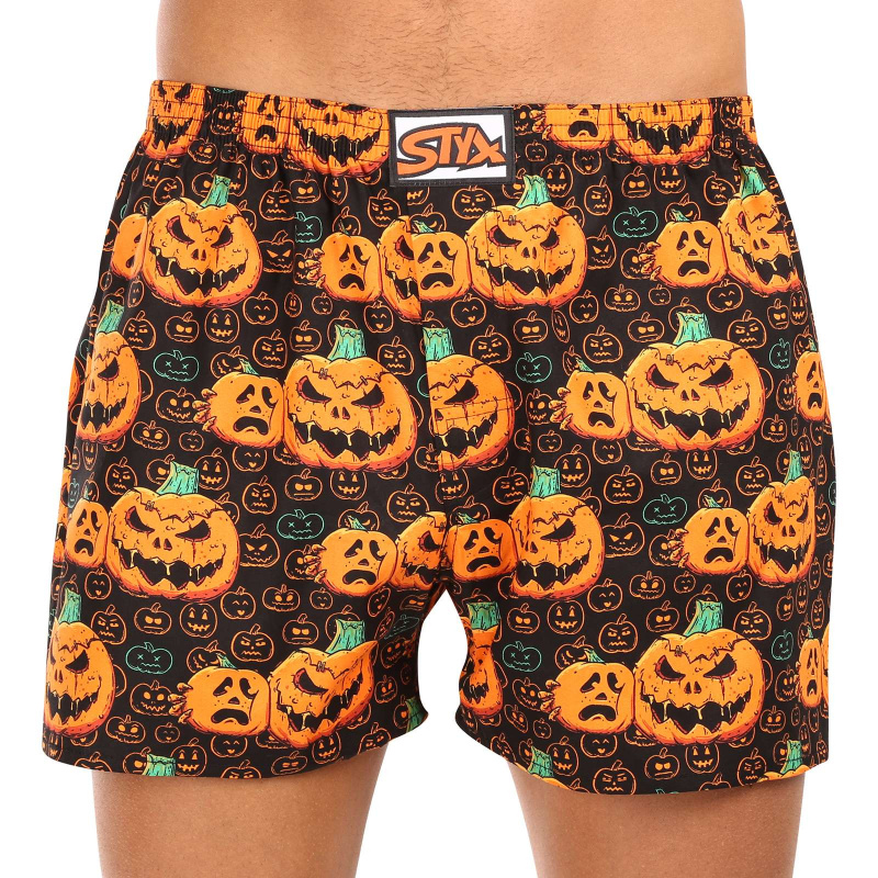 Pánské trenky Styx art klasická guma Halloween dýně (A1755) XXL, trenýrky