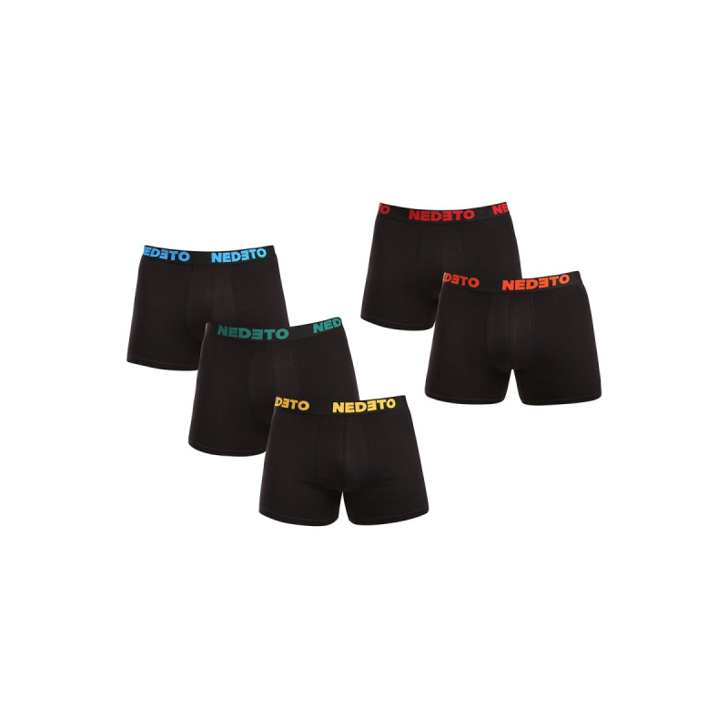 5PACK pánské boxerky Nedeto černé (5NB003) XXL, trenky / trenýrky