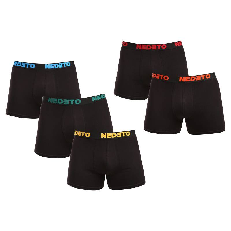 5PACK pánské boxerky Nedeto černé (5NB003) XXL, trenky / trenýrky