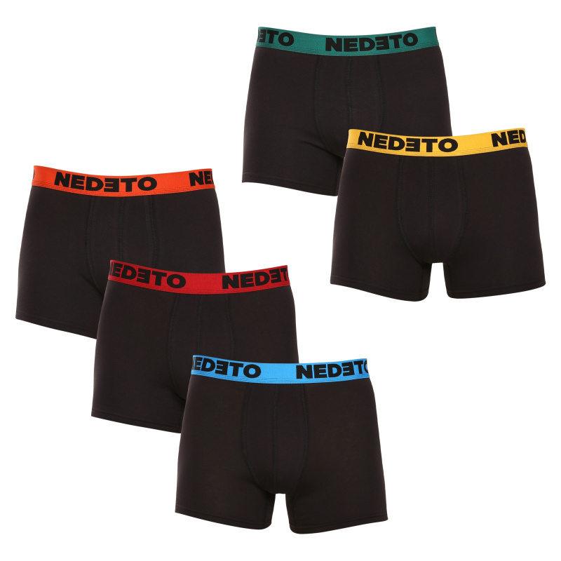 5PACK pánské boxerky Nedeto černé (5NB002b) XXL, trenky / trenýrky