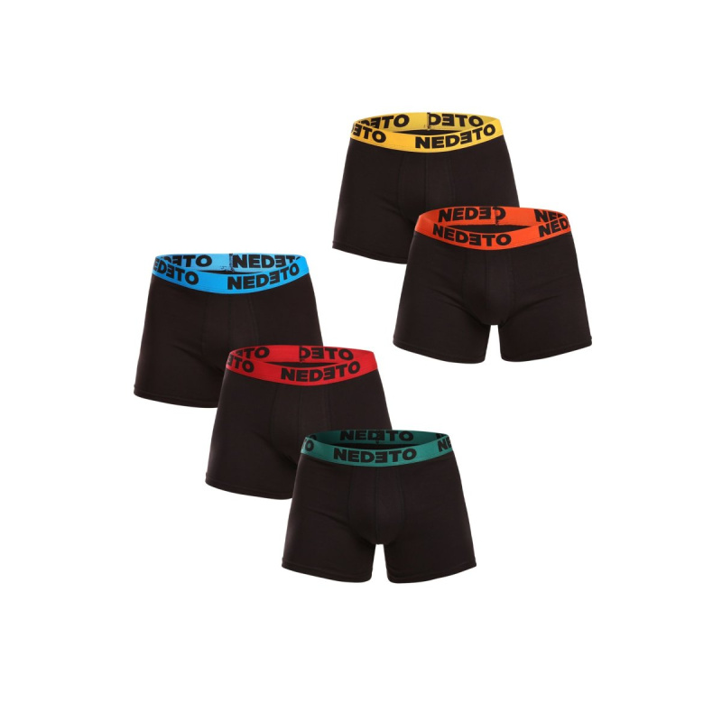 5PACK pánské boxerky Nedeto černé (5NB002b) M, trenky / trenýrky