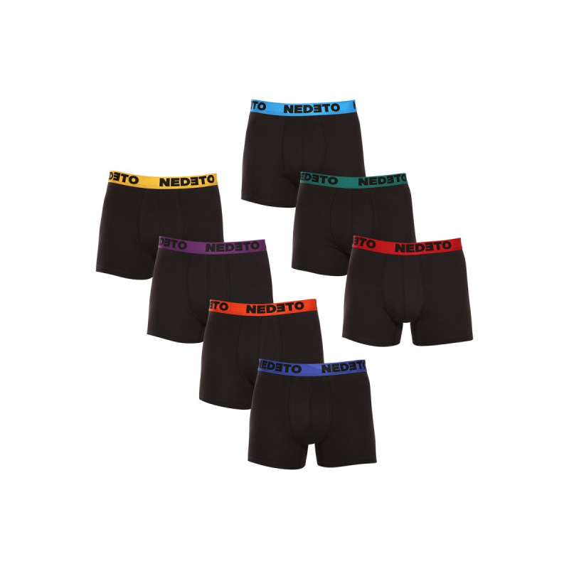 7PACK pánské boxerky Nedeto černé (7NB002b) 3XL, trenky / trenýrky