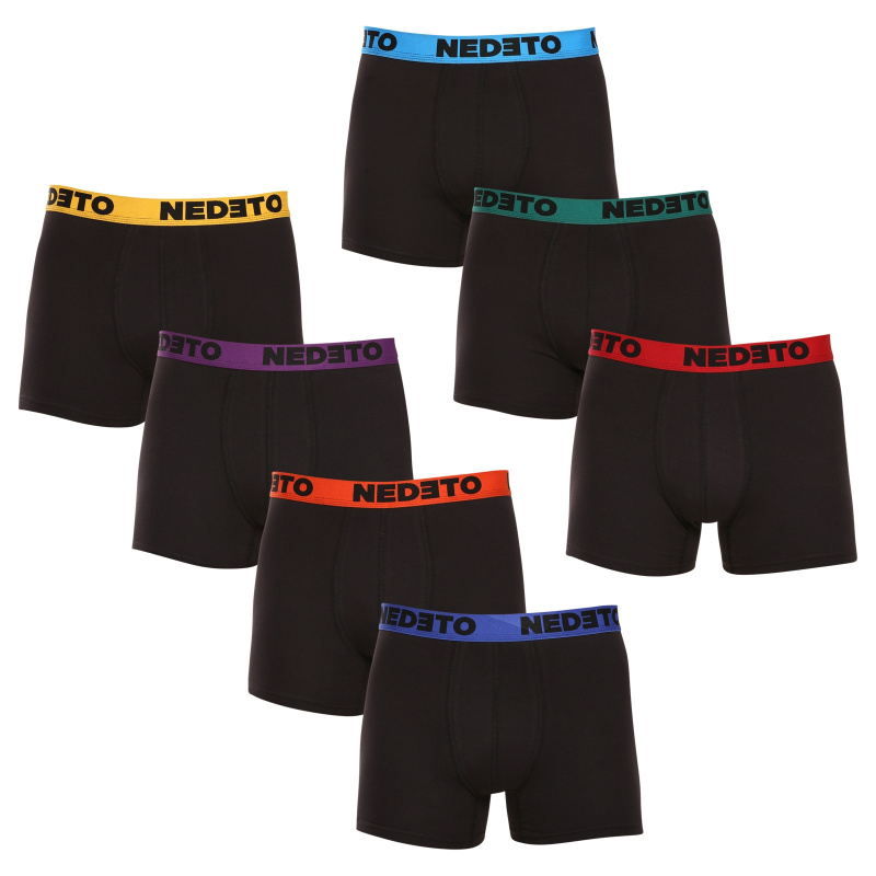 7PACK pánské boxerky Nedeto černé (7NB002b) 3XL, trenky / trenýrky