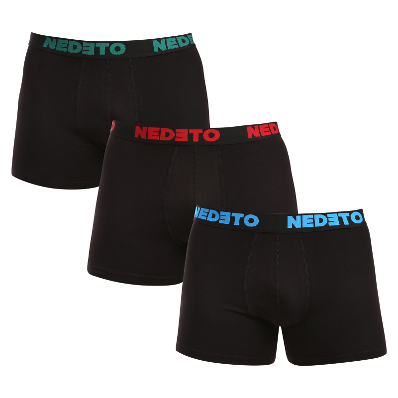 3PACK pánské boxerky Nedeto černé (3NB003b) XXL, trenky / trenýrky