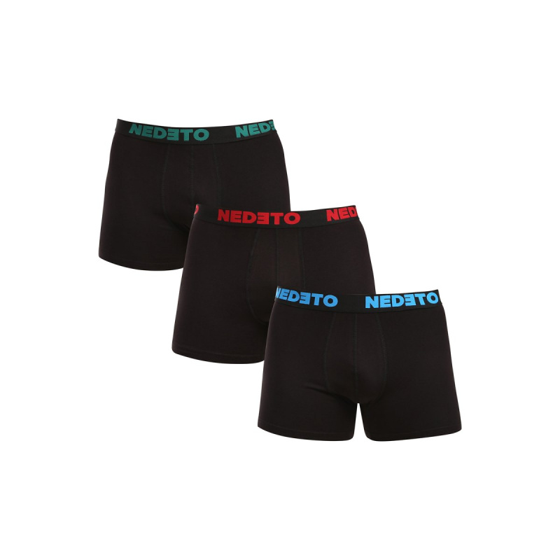 3PACK pánské boxerky Nedeto černé (3NB003b) 5XL, trenky / trenýrky