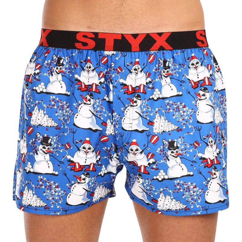 Pánské trenky Styx art sportovní guma Vánoce sněhuláci (B1751) M, trenýrky