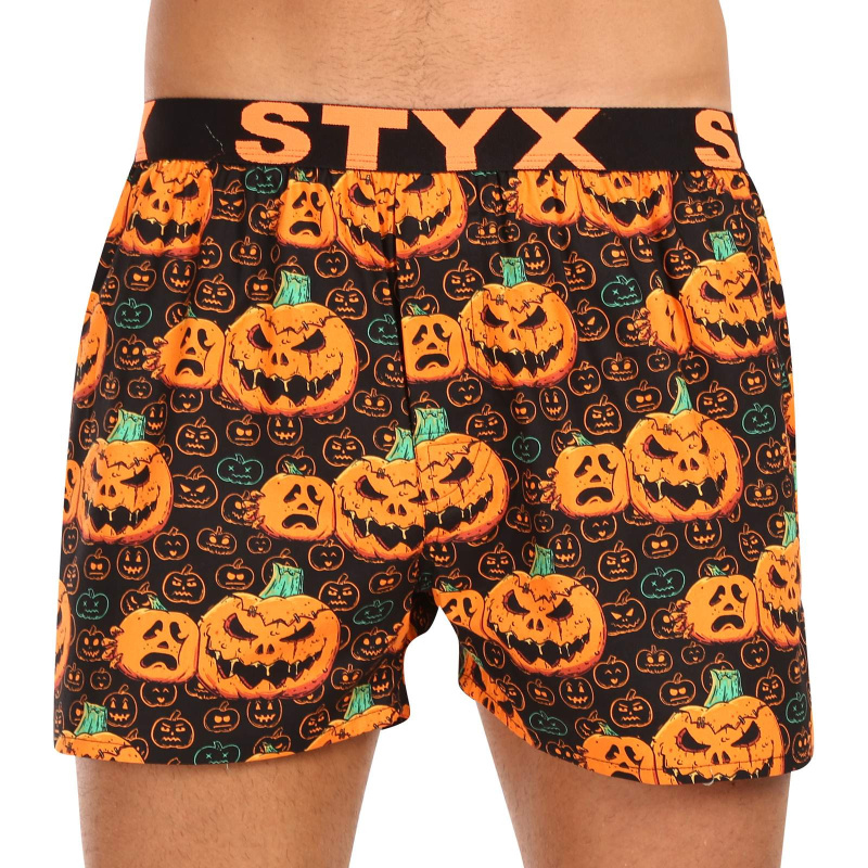 Pánské trenky Styx art sportovní guma Halloween dýně (B1755) S, trenýrky