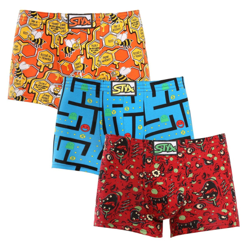 3PACK pánské boxerky Styx art klasická guma vícebarevné (3Q12914) XL, trenky / trenýrky