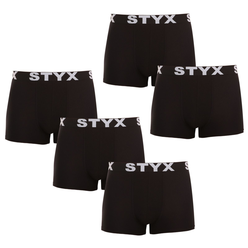 5PACK pánské boxerky Styx sportovní guma černé (5G960) M, trenky / trenýrky