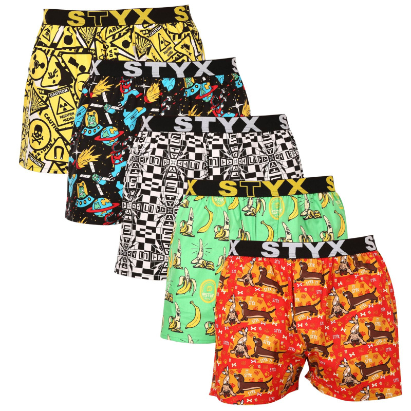 5PACK pánské trenky Styx art sportovní guma vícebarevné (5B1309514) M, trenýrky