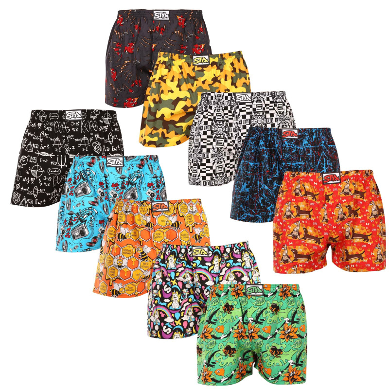 10PACK pánské trenky Styx art klasická guma vícebarevné (10A118524789234) M, trenýrky