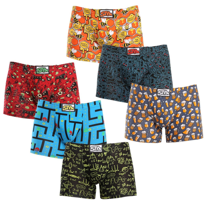 6PACK pánské boxerky Styx long art klasická guma vícebarevné (6F12697124) L, trenky / trenýrky