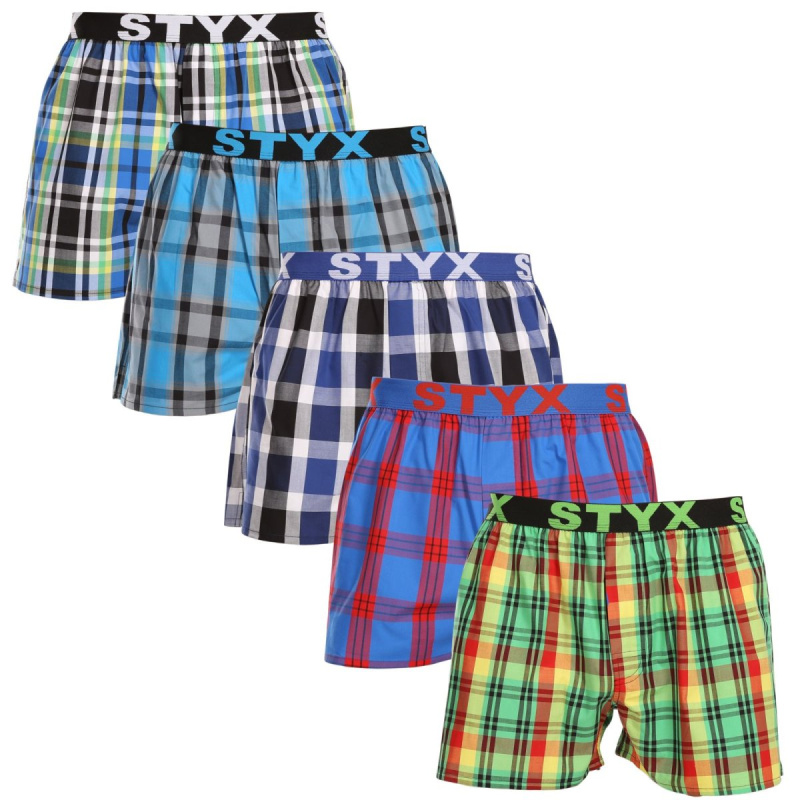 5PACK pánské trenky Styx sportovní guma vícebarevné (5B1167890) S, trenýrky