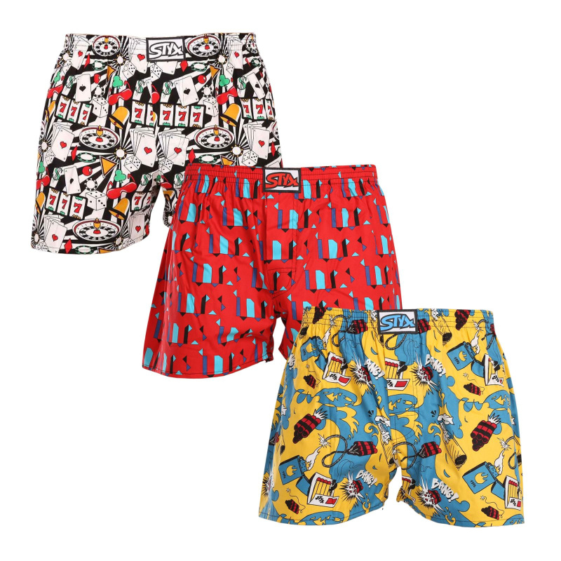 3PACK pánské trenky Styx art klasická guma vícebarevné (3A15390) XL, trenýrky