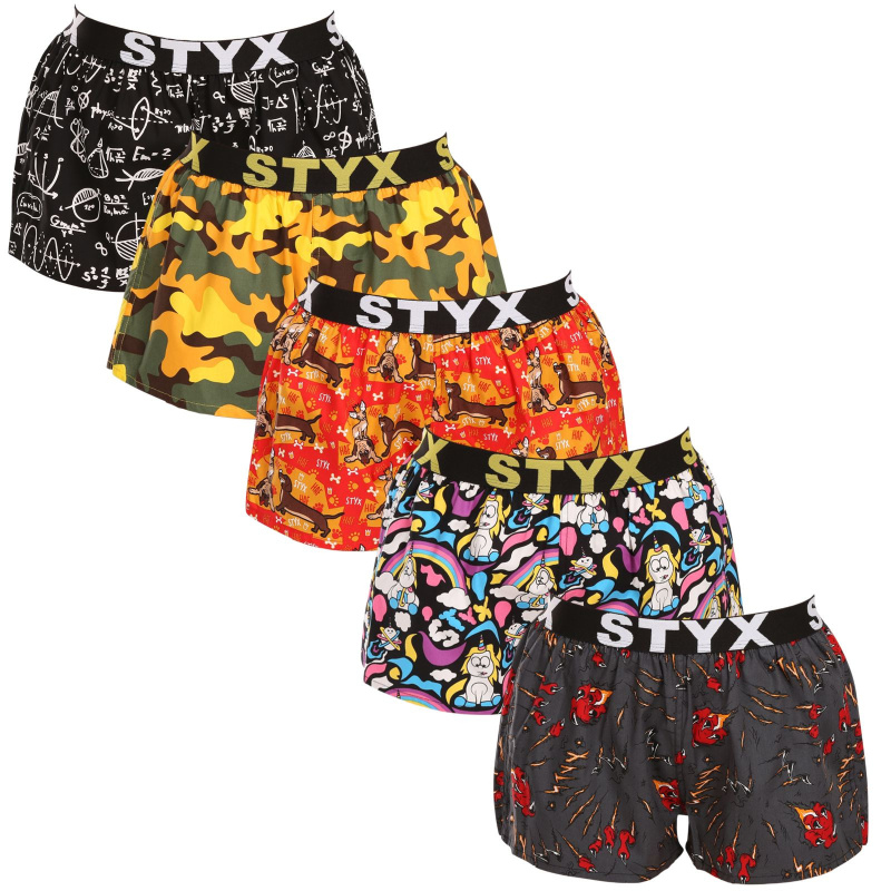 5PACK dámské trenky Styx art sportovní guma vícebarevné (5T1182492) XL, trenýrky