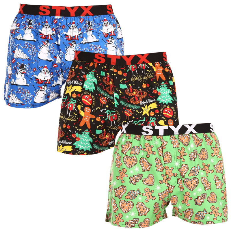 3PACK pánské trenky Styx art sportovní guma vícebarevné (3B17134) XXL, trenýrky