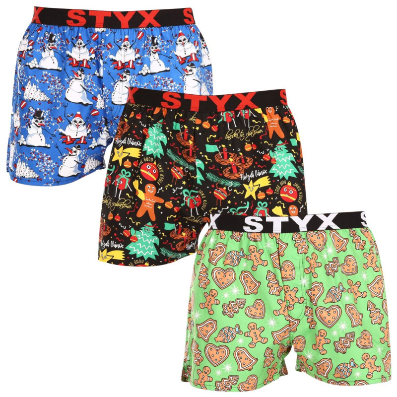 3PACK pánské trenky Styx art sportovní guma vícebarevné (3B17134) M, trenýrky