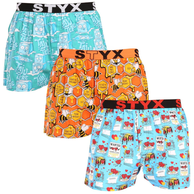 3PACK pánské trenky Styx art sportovní guma vícebarevné (3B16476) M, trenýrky
