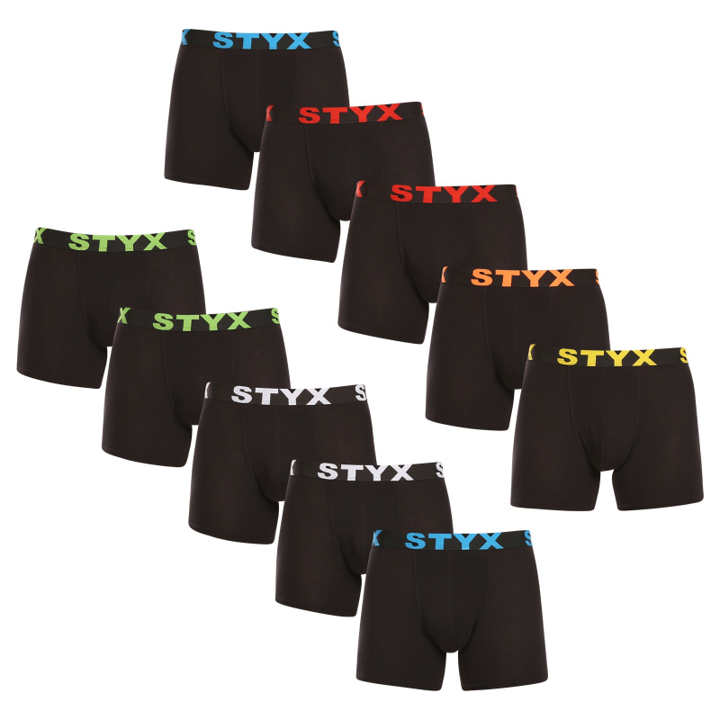 10PACK pánské boxerky Styx long sportovní guma černé (10U9601) M, trenky / trenýrky