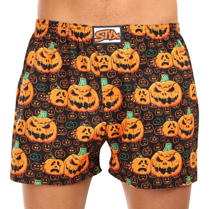 Pánské trenky Styx art klasická guma nadrozměr Halloween dýně (E1755) 5XL, trenýrky