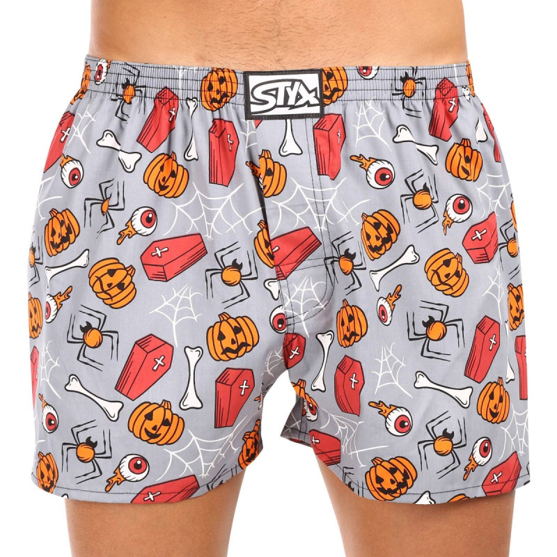 Pánské trenky Styx art klasická guma nadrozměr Halloween rakve (E1752) 3XL, trenýrky