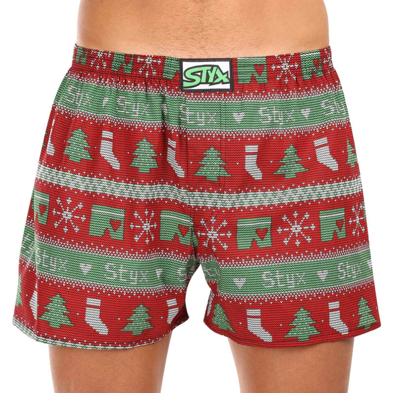 Pánské trenky Styx art klasická guma nadrozměr Vánoce pletené (E1658) 4XL, trenýrky