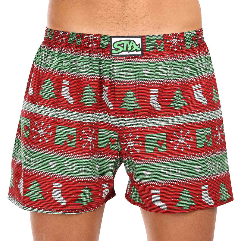 Pánské trenky Styx art klasická guma nadrozměr Vánoce pletené (E1658) 3XL, trenýrky