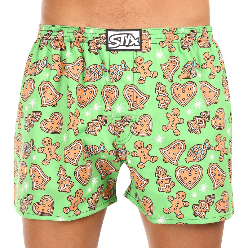 Pánské trenky Styx art klasická guma nadrozměr Vánoce perníčky (E1753) 4XL, trenýrky