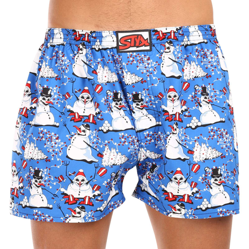 Pánské trenky Styx art klasická guma nadrozměr Vánoce sněhuláci (E1751) 4XL, trenýrky