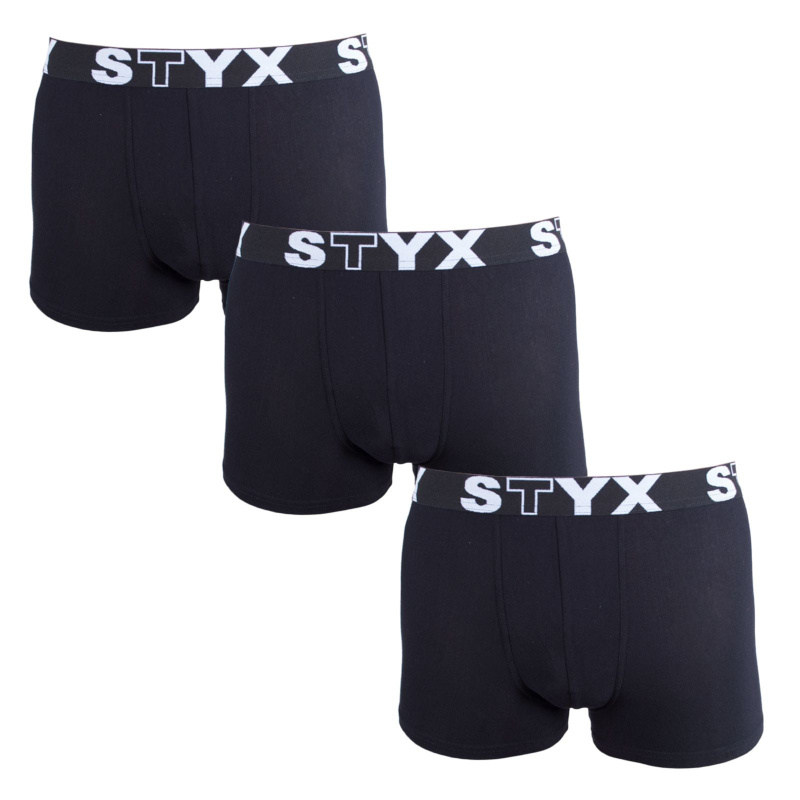 3PACK pánské boxerky Styx sportovní guma nadrozměr černé (3R960) 4XL, trenky / trenýrky