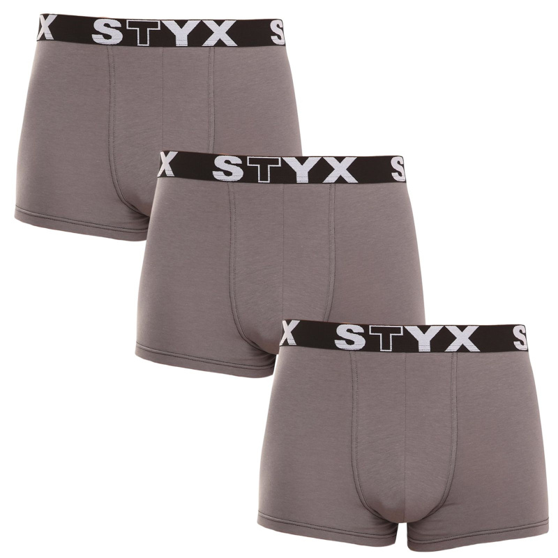 3PACK pánské boxerky Styx sportovní guma tmavě šedé (3G1063) S, trenky / trenýrky