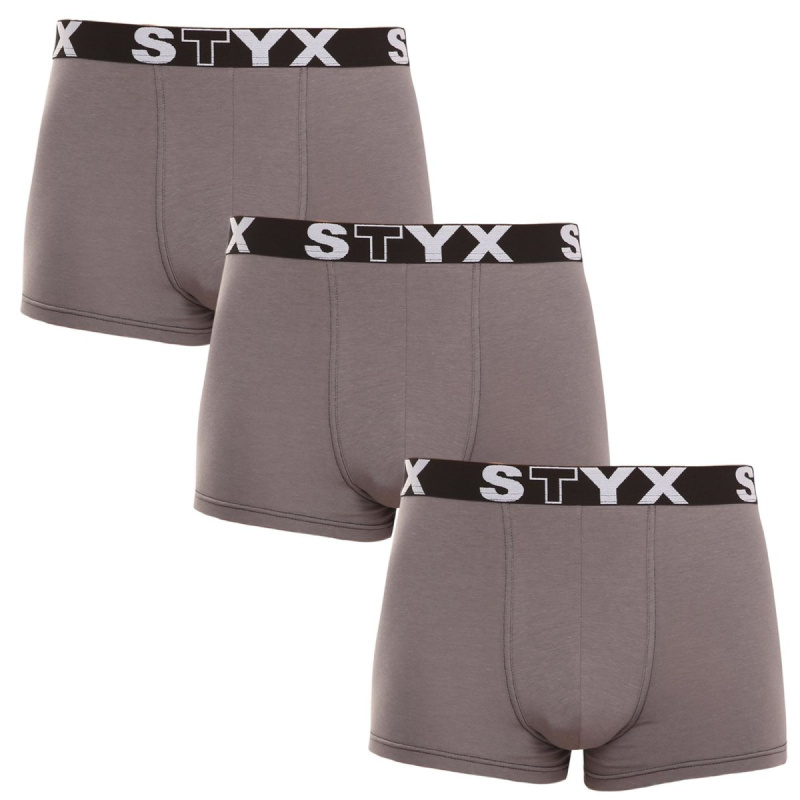 3PACK pánské boxerky Styx sportovní guma tmavě šedé (3G1063) L, trenky / trenýrky