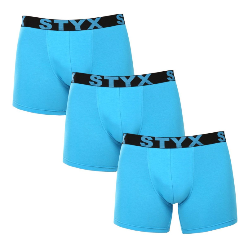 3PACK pánské boxerky Styx long sportovní guma světle modré (3U1169) L, trenky / trenýrky