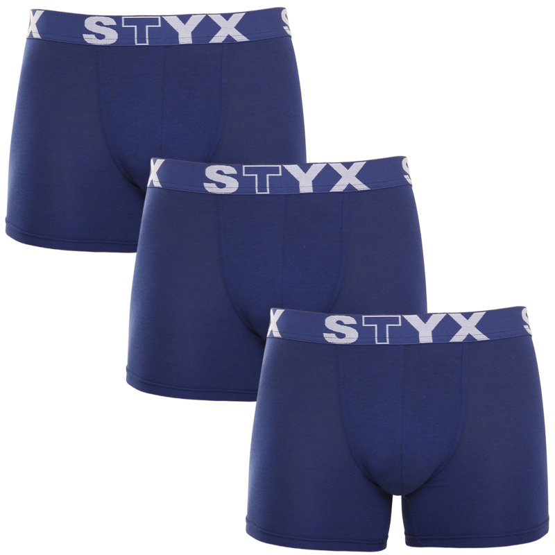 3PACK pánské boxerky Styx long sportovní guma tmavě modré (3U968) M, trenky / trenýrky