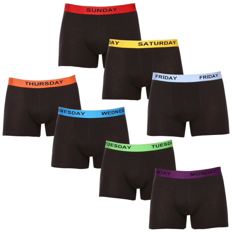 7PACK pánské boxerky Nedeto černé (7NB001-week) S, trenky / trenýrky