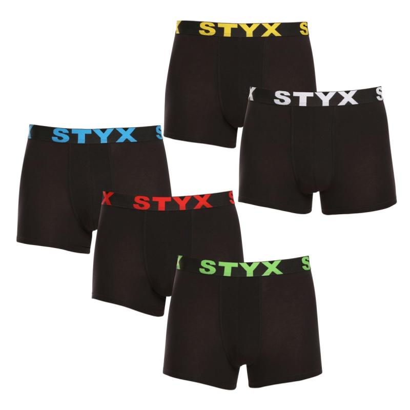 5PACK pánské boxerky Styx sportovní guma černé (5G9601) XXL, trenky / trenýrky