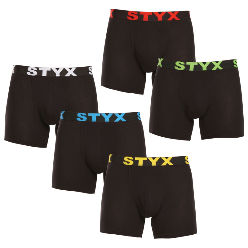 5PACK pánské boxerky Styx long sportovní guma černé (5U9601) M, trenky / trenýrky