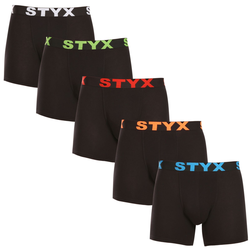 5PACK pánské boxerky Styx long sportovní guma černé (5U9602) M, trenky / trenýrky