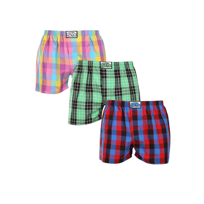 3PACK pánské trenky Styx klasická guma vícebarevné (3A102729) XXL, trenýrky