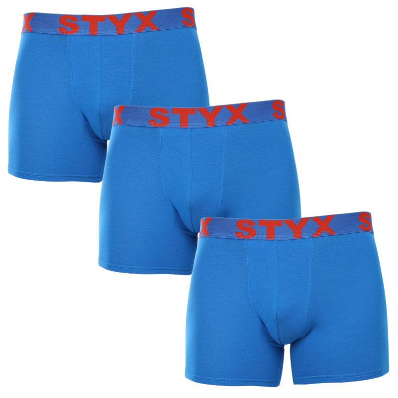 3PACK pánské boxerky Styx long sportovní guma modré (3U1167) L, trenky / trenýrky