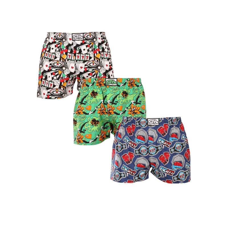 3PACK pánské trenky Styx art klasická guma vícebarevné (3A15367) XXL, trenýrky