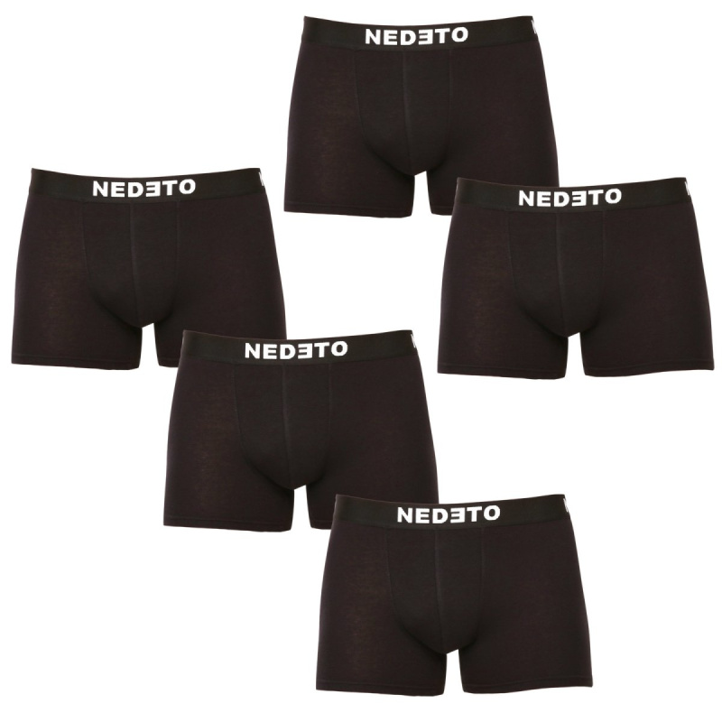 5PACK pánské boxerky Nedeto černé (5NB001b) XL, trenky / trenýrky