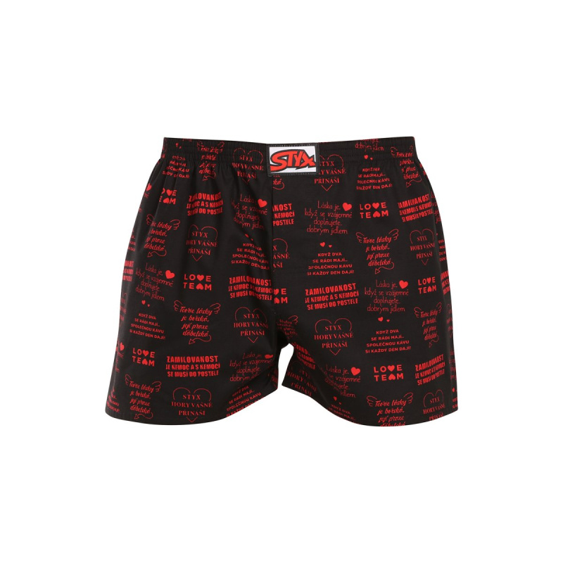 Pánské trenky Styx art klasická guma Valentýn texty (A1757) S, trenýrky