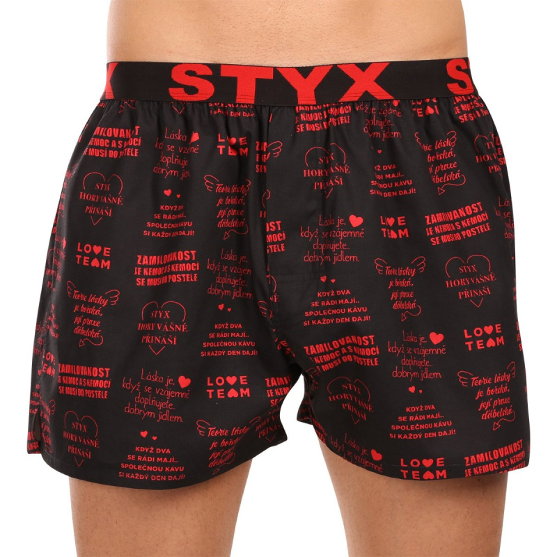 Pánské trenky Styx art sportovní guma Valentýn texty (B1757) XL, trenýrky