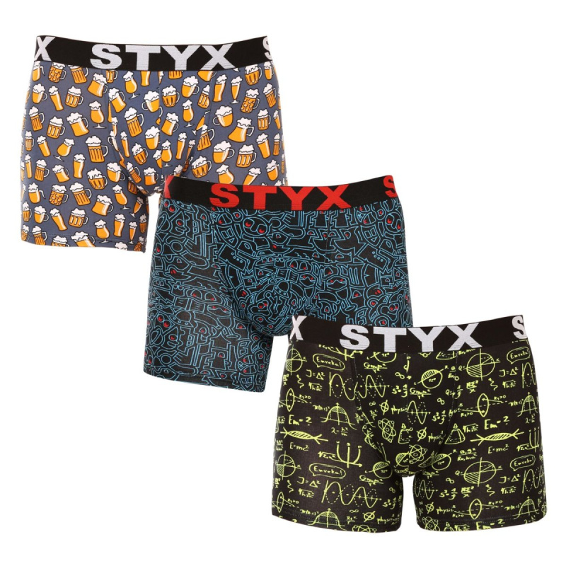 3PACK pánské boxerky Styx long art sportovní guma vícebarevné (3U12672/2) L, trenky / trenýrky