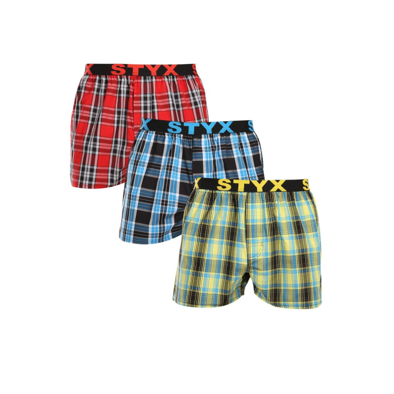 3PACK pánské trenky Styx sportovní guma vícebarevné (3B102123) M, trenýrky