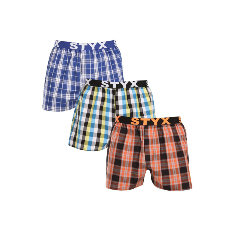 3PACK pánské trenky Styx sportovní guma vícebarevné (3B102426) M, trenýrky